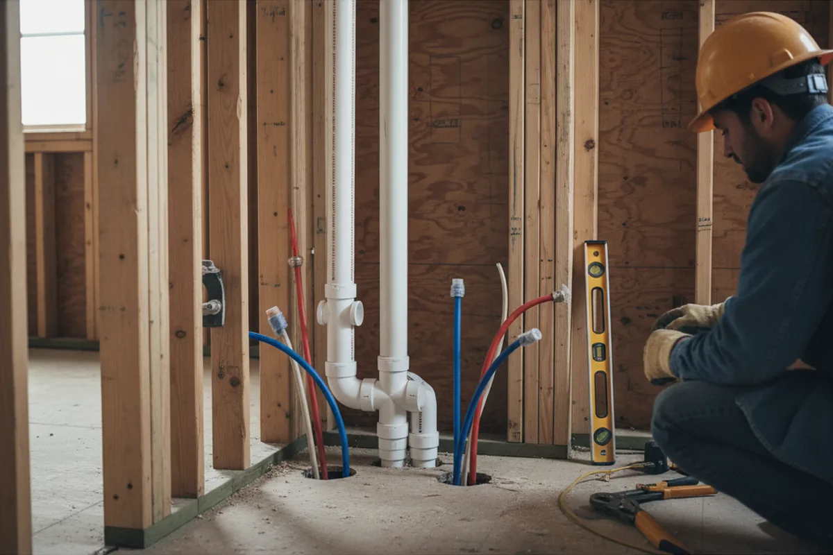 Drain and supply rough-in during Drain Cleaning in Patterson
